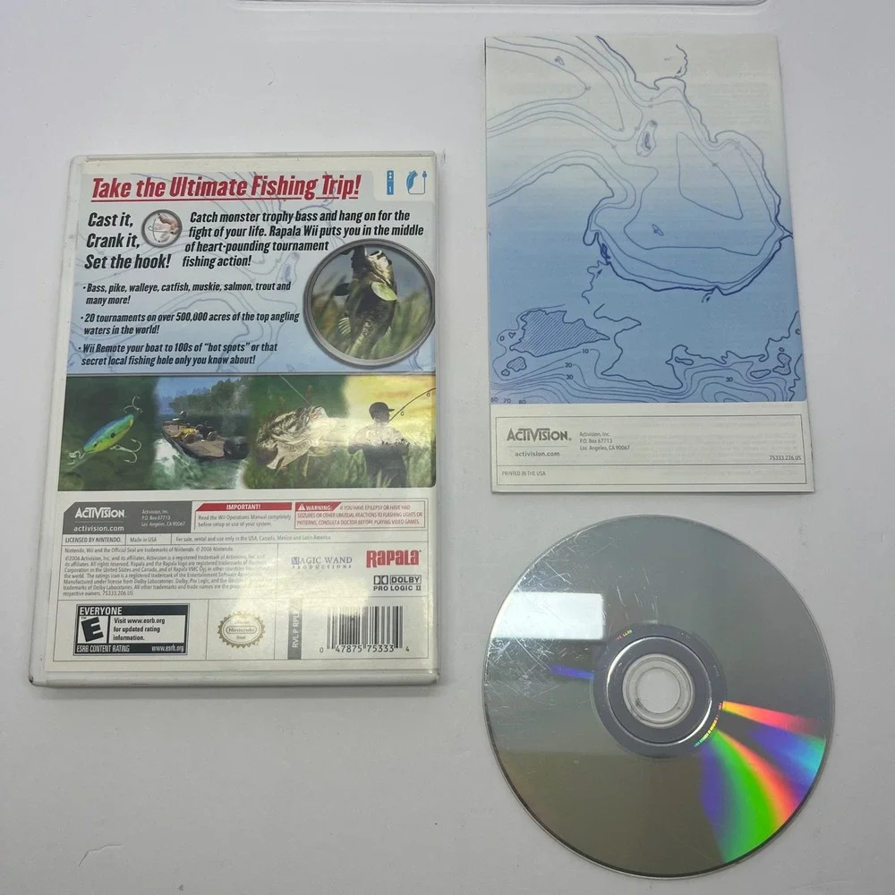 Rapala‎ Tournament Fishing Video Game for Nintendo Wii 2008 Disc Manual Case